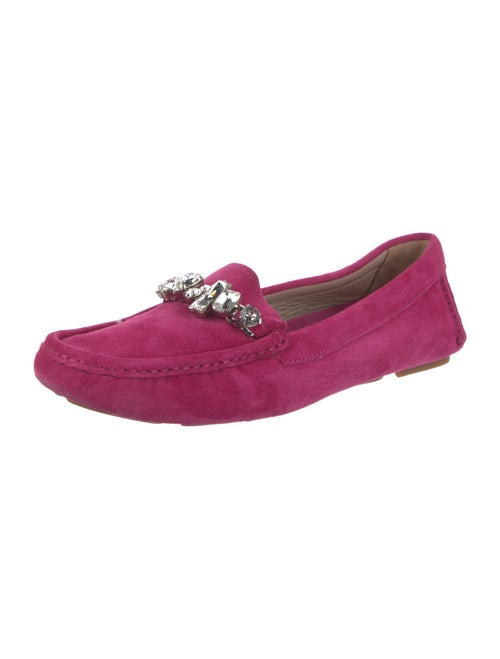 Miu Miu Suede Crystal Embellishments Loafers