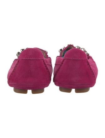Miu Miu Suede Crystal Embellishments Loafers