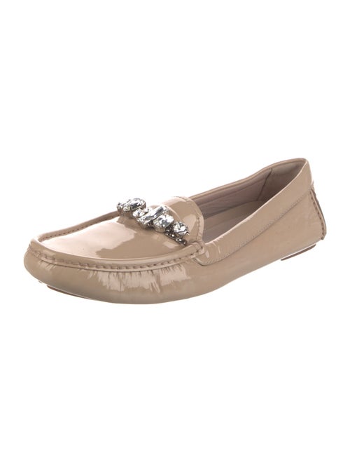 Miu Miu Patent Leather Crystal Embellishments Loafers
