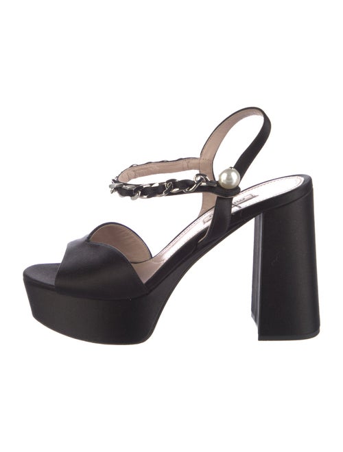 Miu Miu Patent Leather Chain-Link Accents Sandals