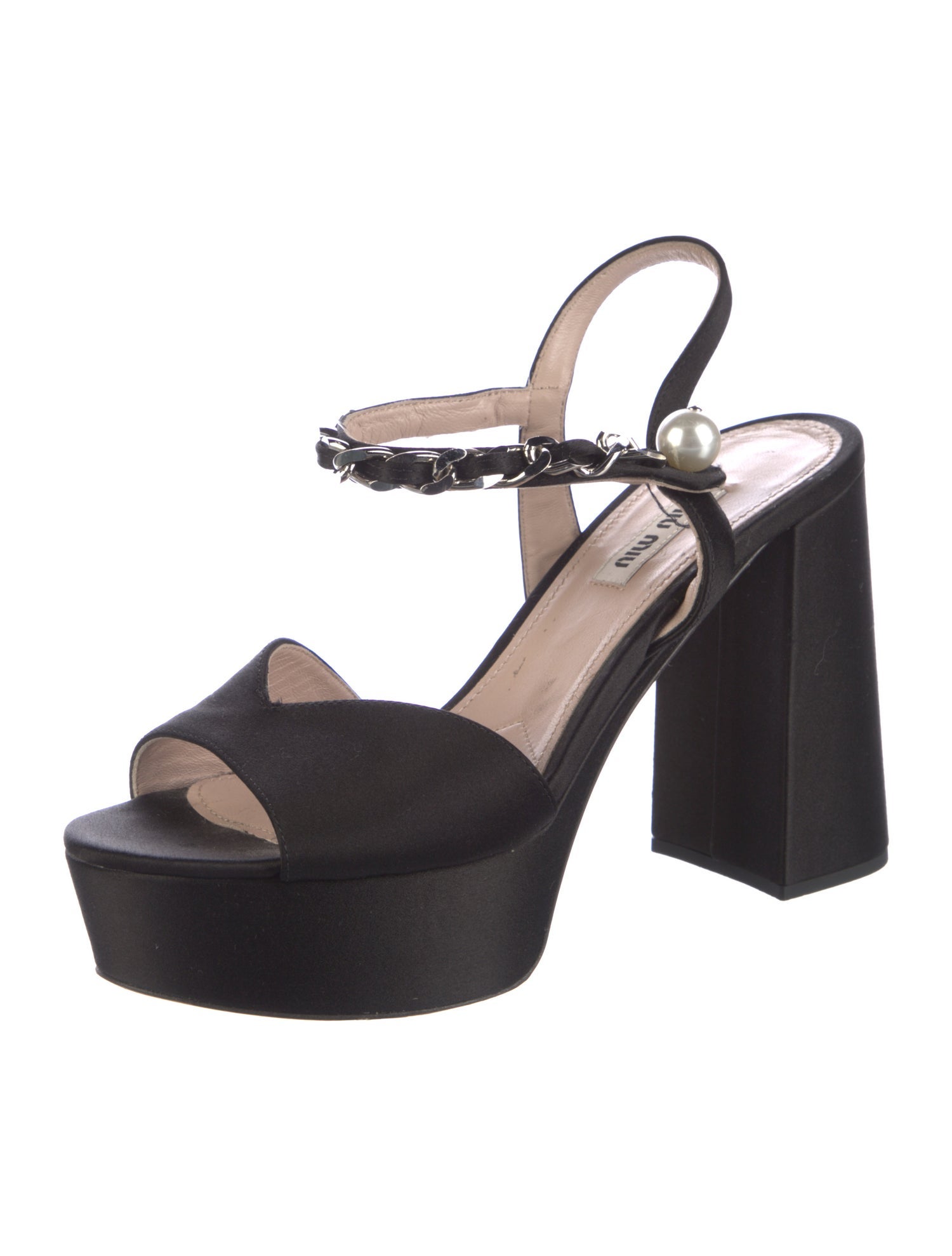 Miu Miu Patent Leather Chain-Link Accents Sandals