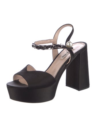 Miu Miu Patent Leather Chain-Link Accents Sandals