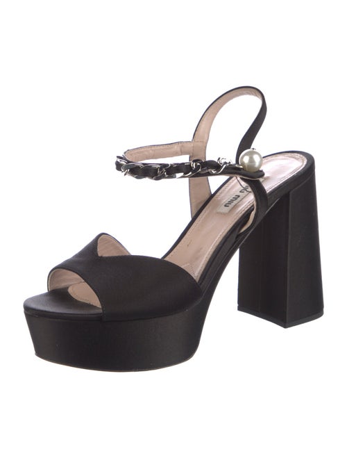 Miu Miu Patent Leather Chain-Link Accents Sandals