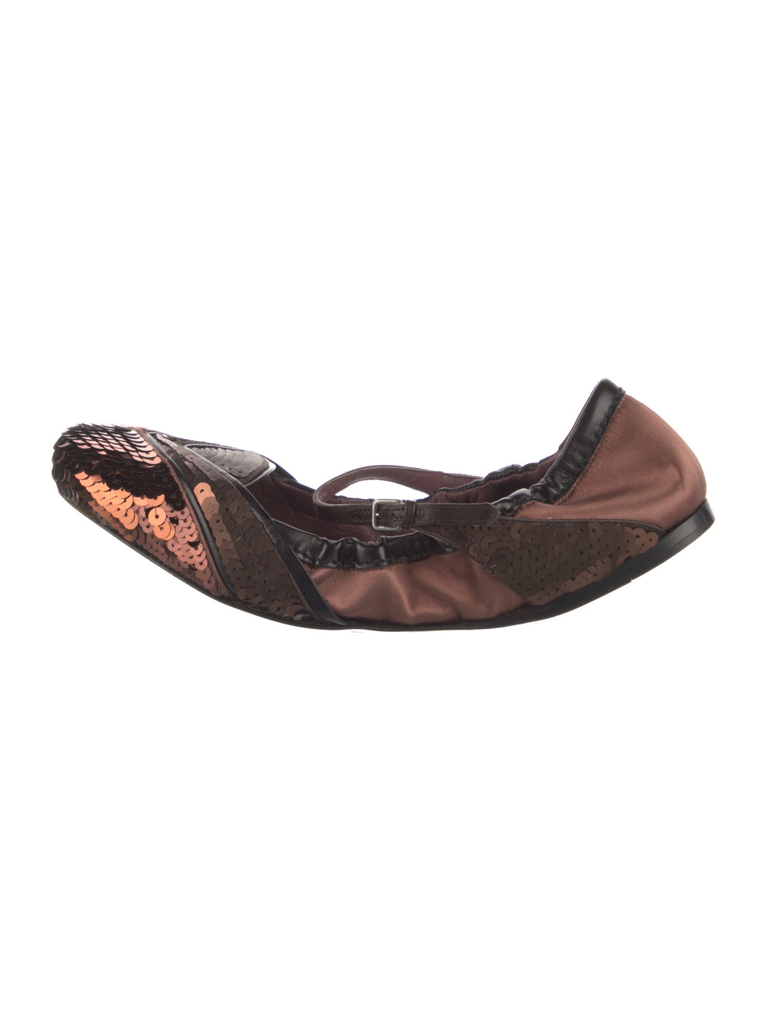 Miu Miu Satin Sequin Embellishments Ballet Flats