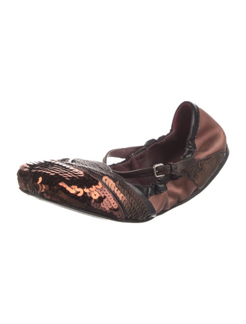 Miu Miu Satin Sequin Embellishments Ballet Flats