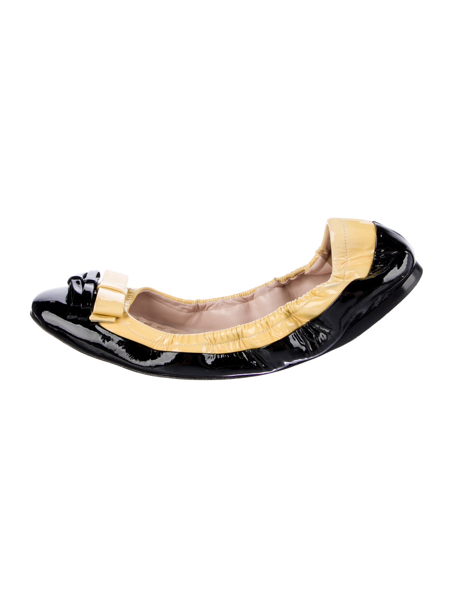 Miu Miu Patent Leather Colorblock Pattern Ballet Flats