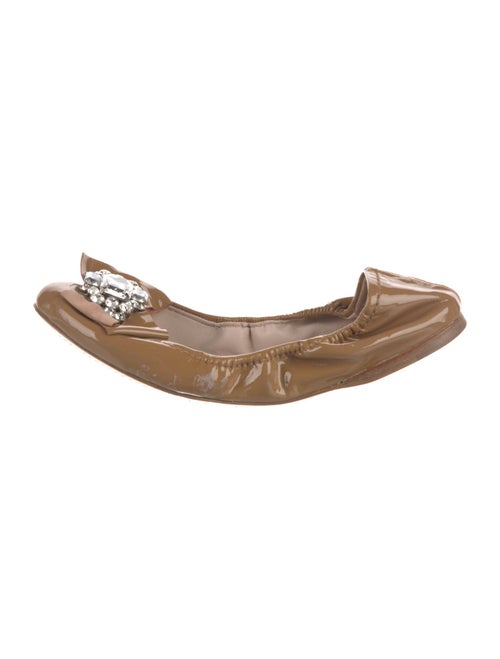 Miu Miu Patent Leather Bow Accents Ballet Flats