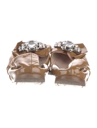 Miu Miu Patent Leather Bow Accents Ballet Flats