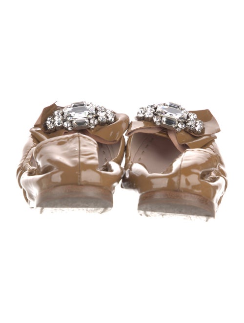 Miu Miu Patent Leather Bow Accents Ballet Flats
