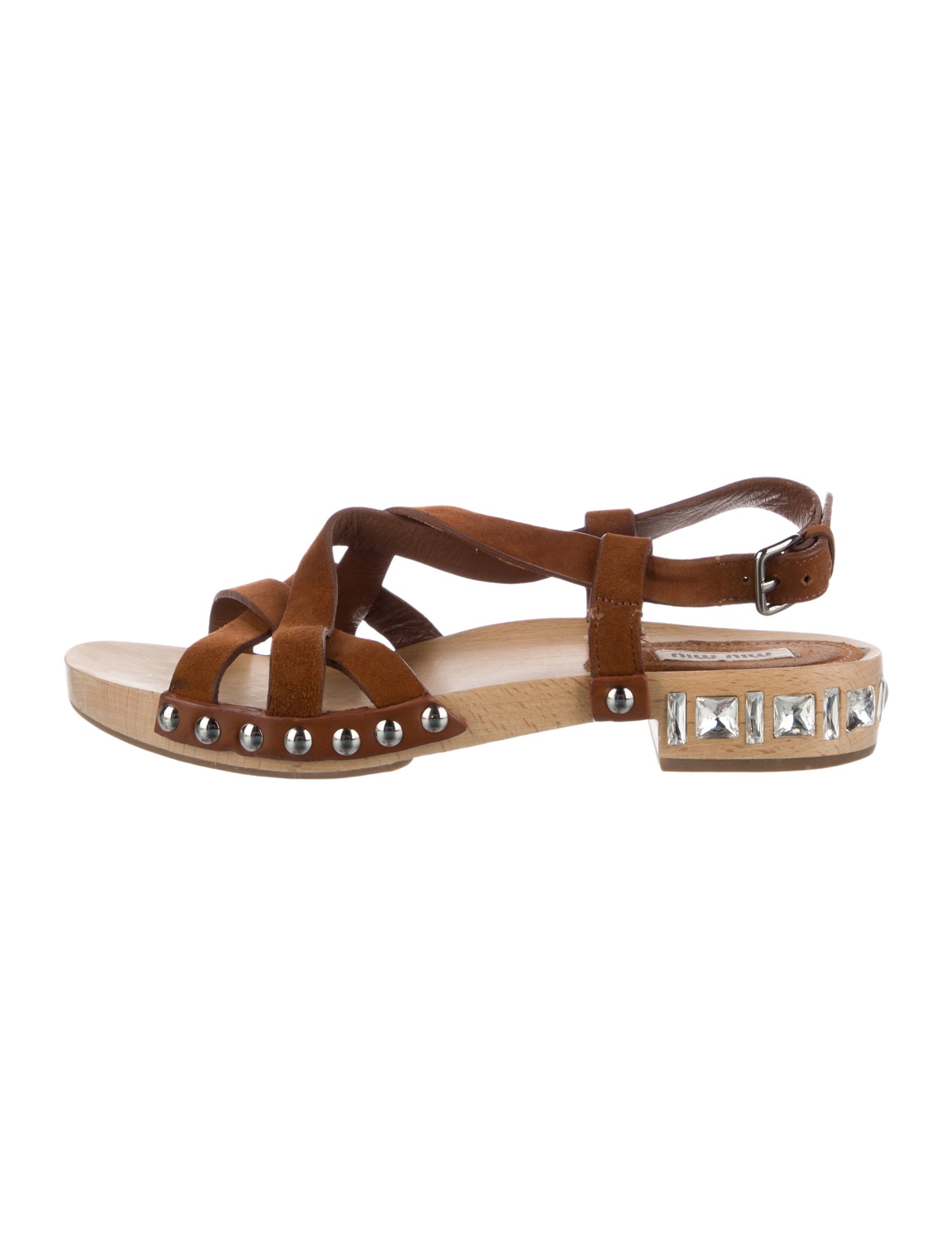 Miu Miu Suede Crystal Embellishments Gladiator Sandals