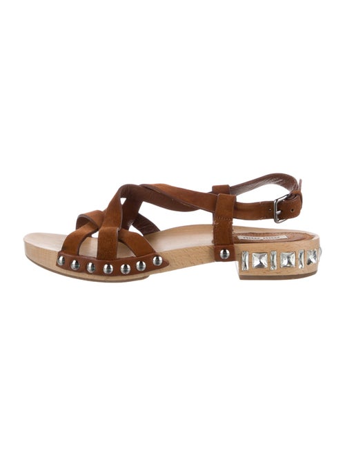 Miu Miu Suede Crystal Embellishments Gladiator Sandals