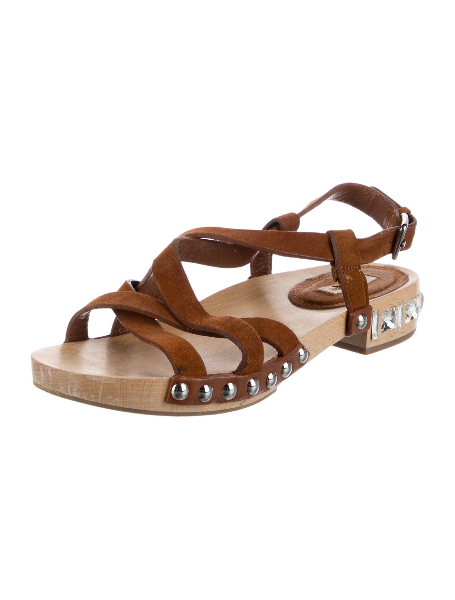 Miu Miu Suede Crystal Embellishments Gladiator Sandals