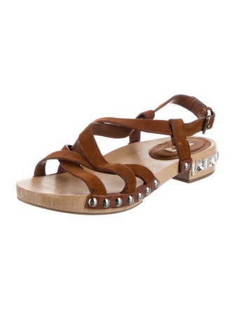 Miu Miu Suede Crystal Embellishments Gladiator Sandals