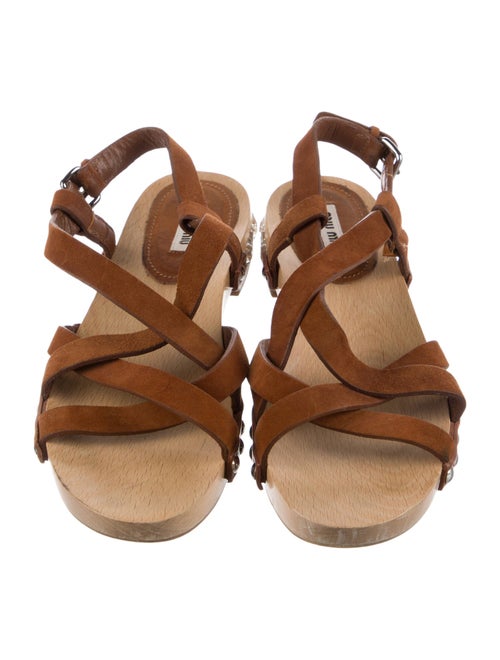 Miu Miu Suede Crystal Embellishments Gladiator Sandals
