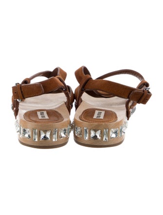 Miu Miu Suede Crystal Embellishments Gladiator Sandals