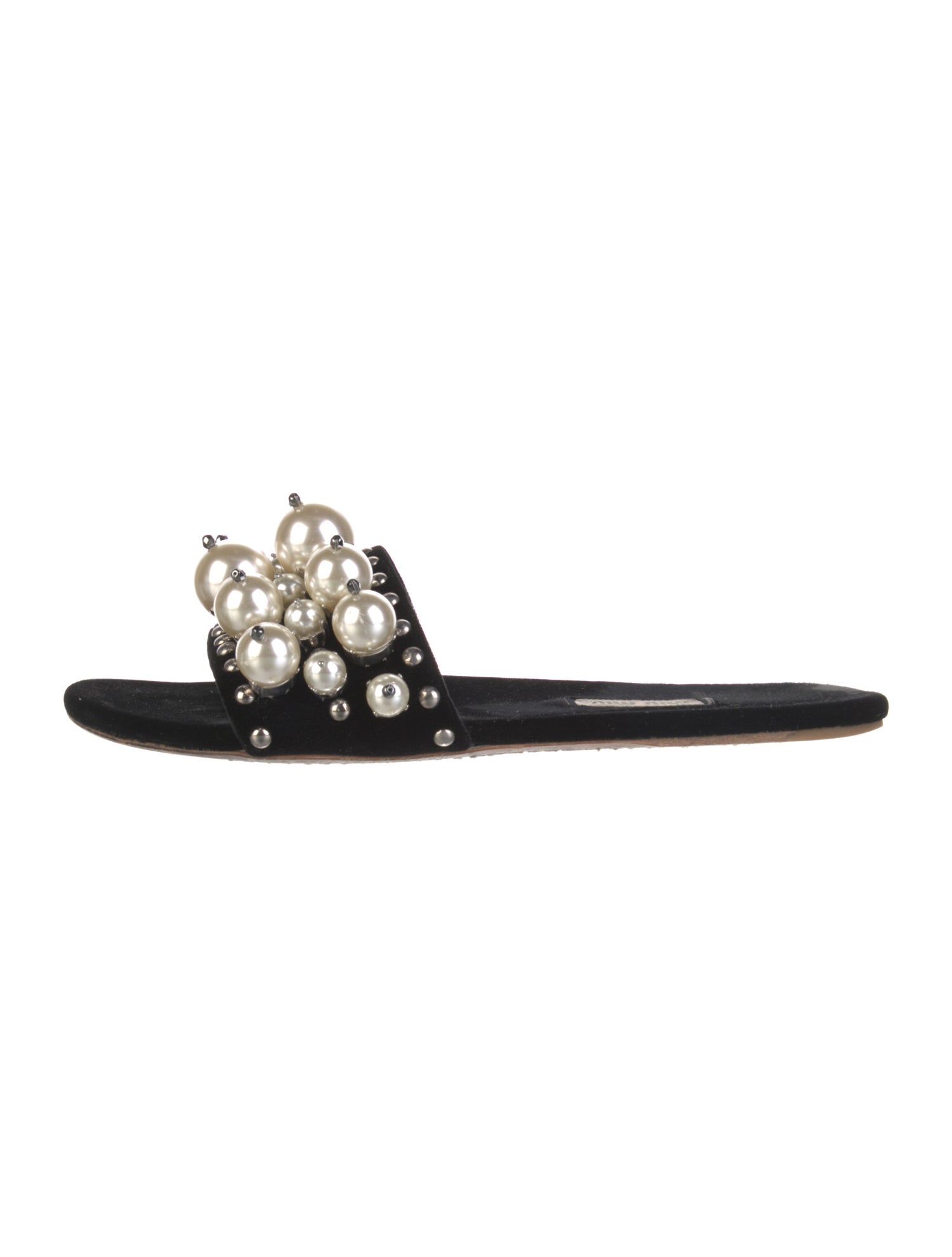 Miu Miu Velvet Studded Accents Slides