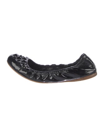 Miu Miu Patent Leather Crystal Embellishments Ballet Flats