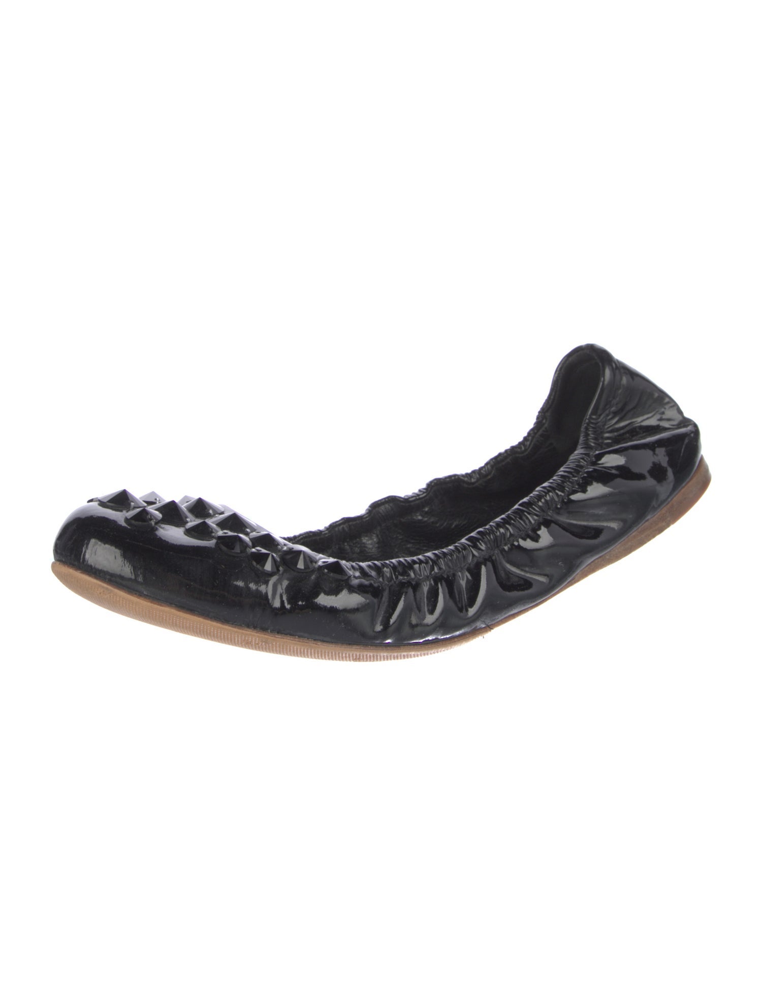 Miu Miu Patent Leather Crystal Embellishments Ballet Flats