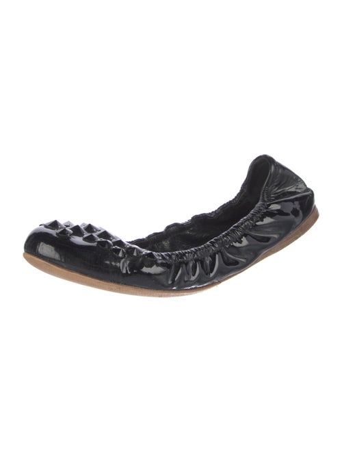 Miu Miu Patent Leather Crystal Embellishments Ballet Flats