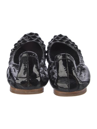 Miu Miu Patent Leather Crystal Embellishments Ballet Flats