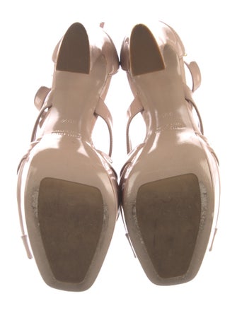 Miu Miu Patent Leather Cutout Accent T-Strap Pumps