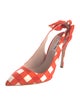 Miu Miu Plaid Print Bow Accents Slingback Pumps