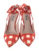 Miu Miu Plaid Print Bow Accents Slingback Pumps