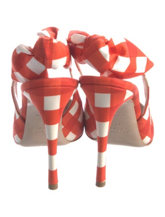 Miu Miu Plaid Print Bow Accents Slingback Pumps