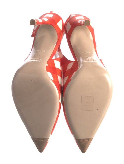 Miu Miu Plaid Print Bow Accents Slingback Pumps