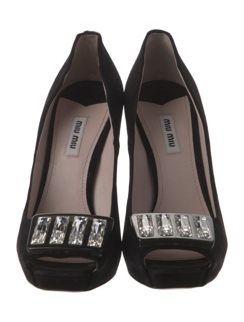 Miu Miu Suede Crystal Embellishments Pumps