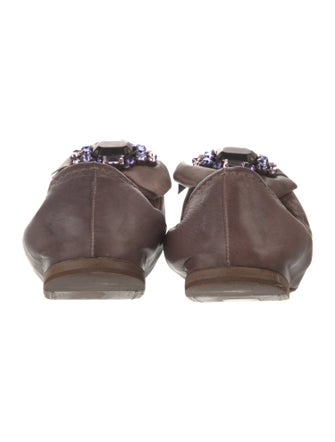 Miu Miu Leather Bow Accents Ballet Flats