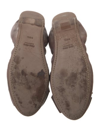 Miu Miu Leather Bow Accents Ballet Flats
