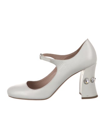 Miu Miu Leather Crystal Embellishments Pumps