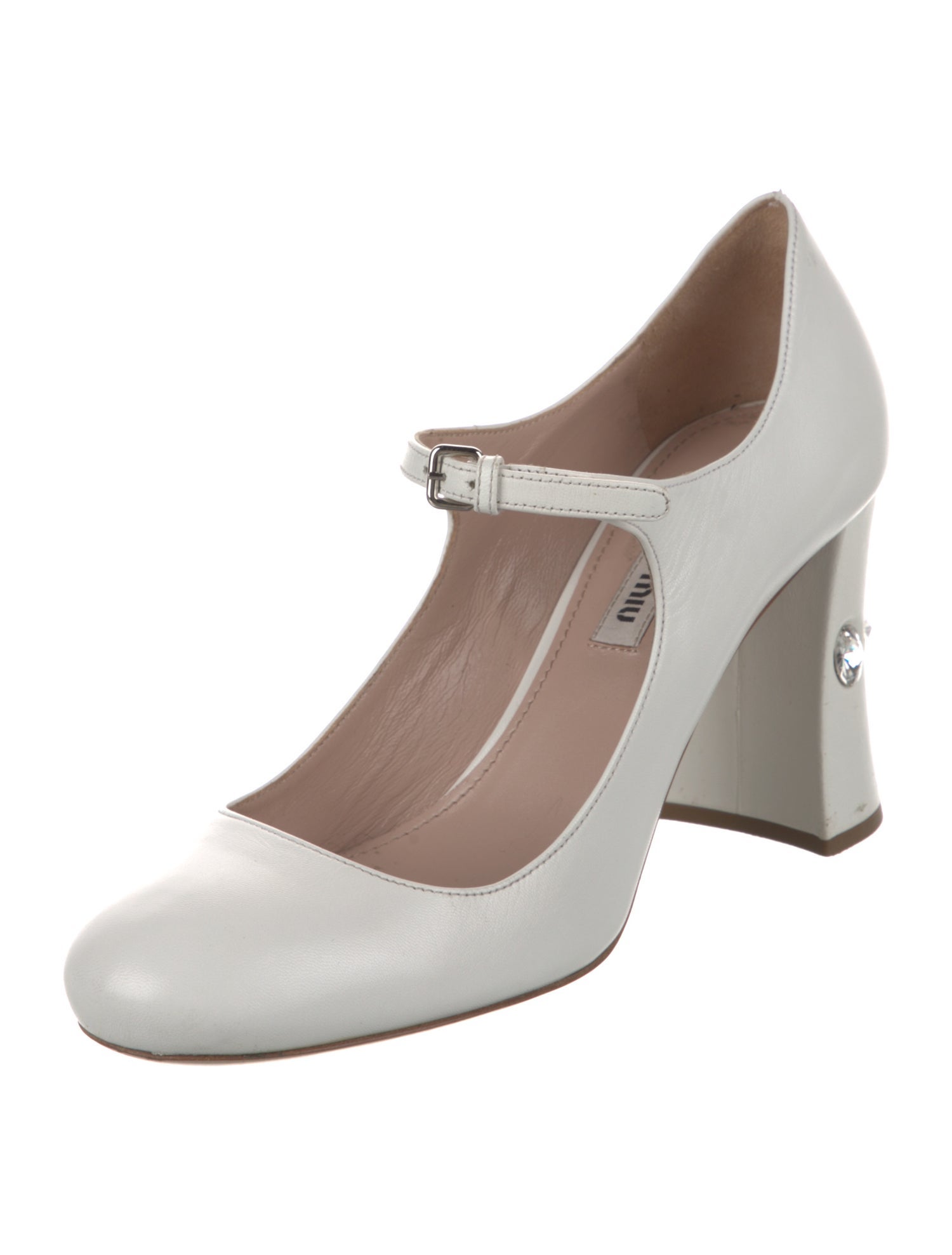 Miu Miu Leather Crystal Embellishments Pumps