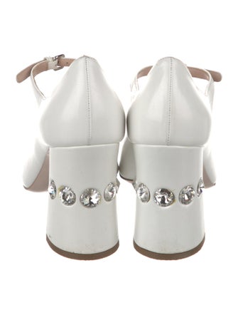 Miu Miu Leather Crystal Embellishments Pumps
