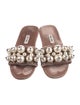 Miu Miu Faux Pearl Accents Velvet Slides