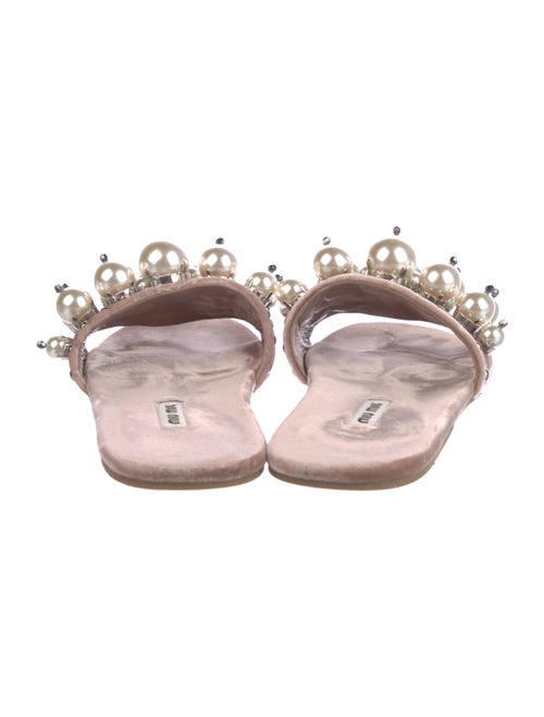 Miu Miu Faux Pearl Accents Velvet Slides
