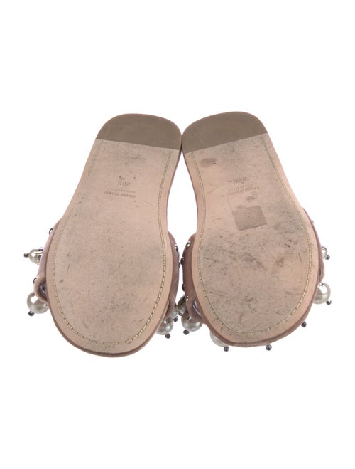 Miu Miu Faux Pearl Accents Velvet Slides