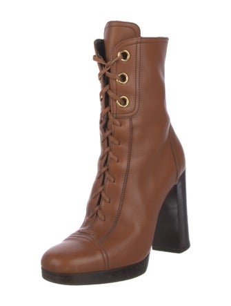 Miu Miu Leather Lace-Up Boots