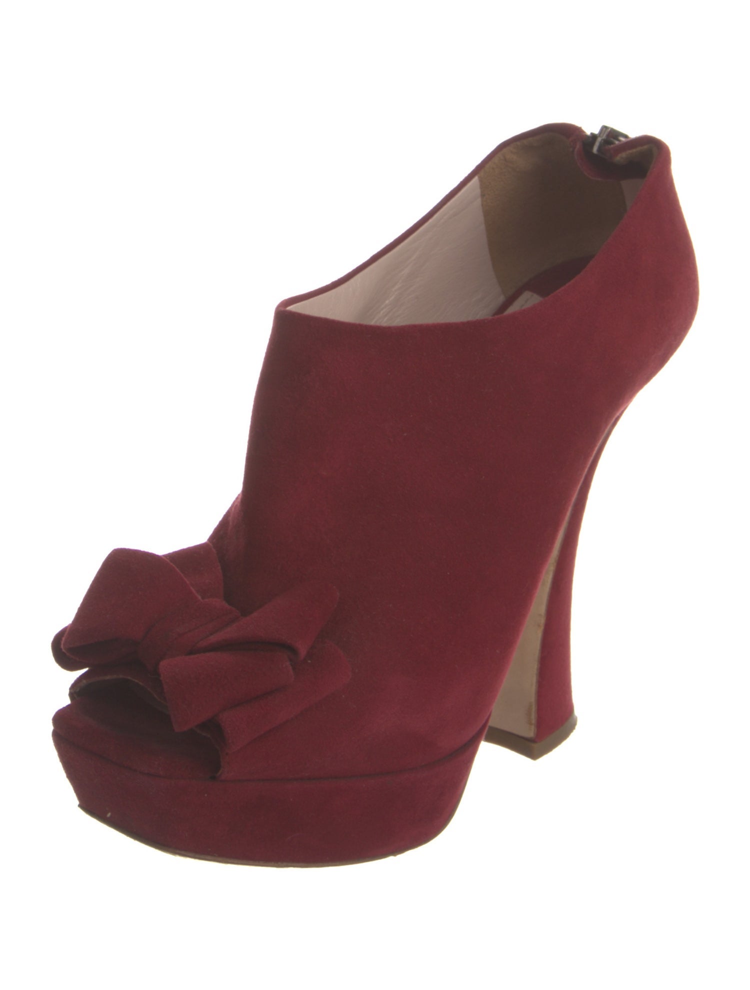 Miu Miu Suede Bow Accents Mules