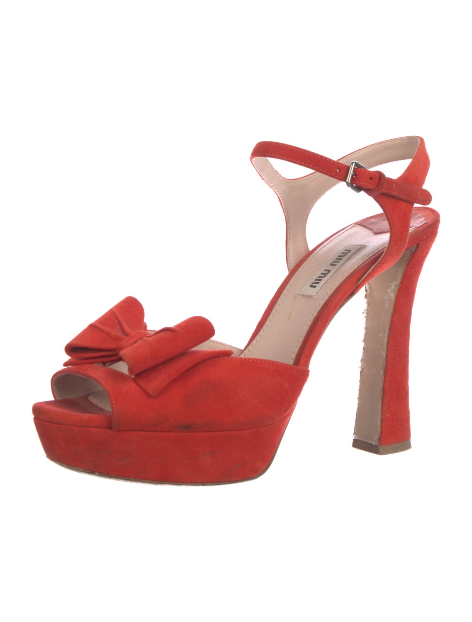 Miu Miu Suede Bow Accents Sandals