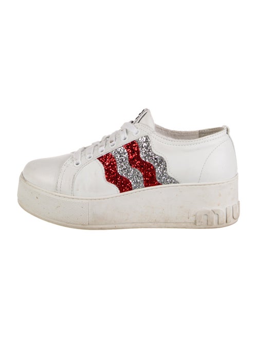 Miu Miu Leather Striped Sneakers