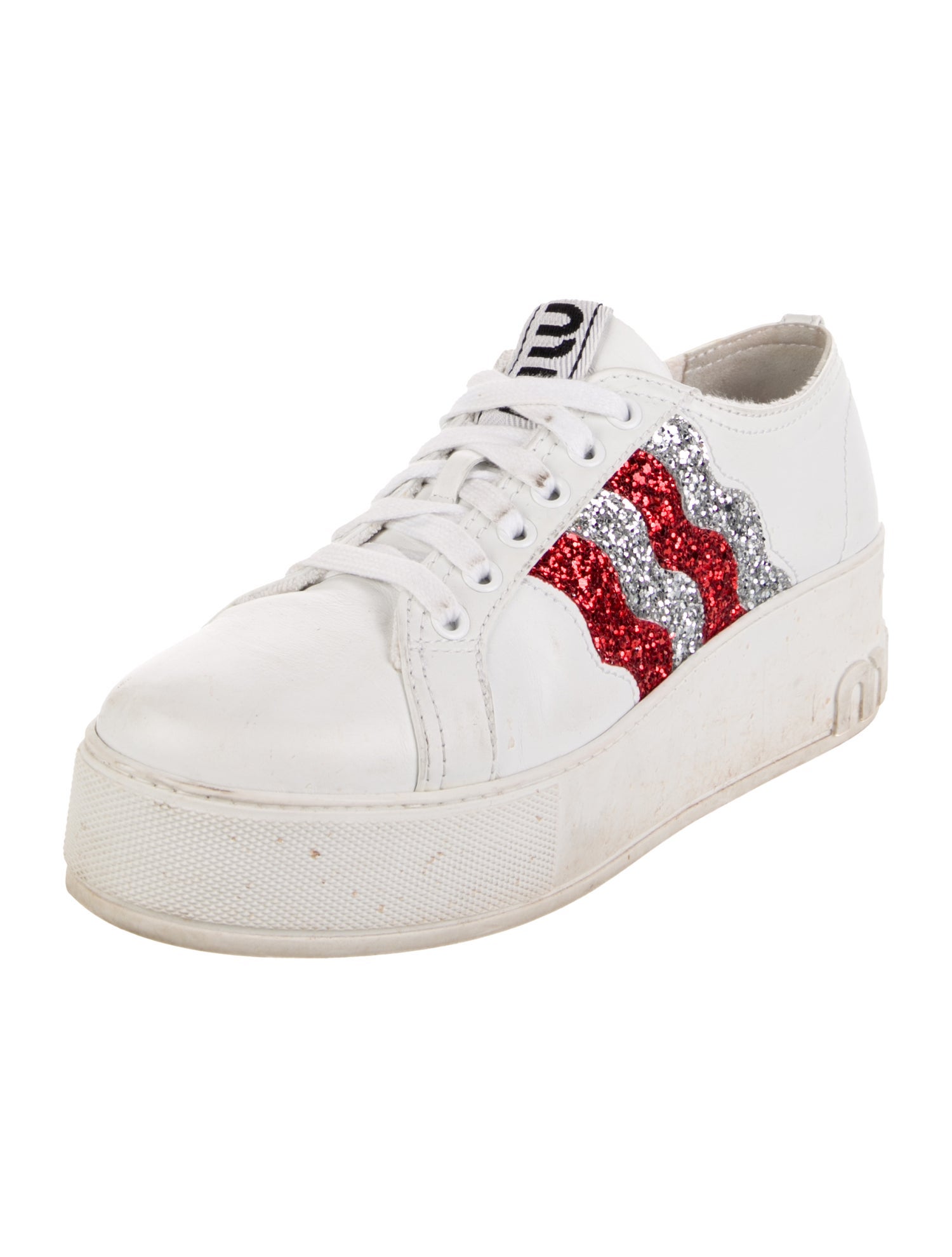 Miu Miu Leather Striped Sneakers