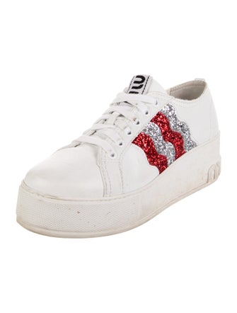 Miu Miu Leather Striped Sneakers