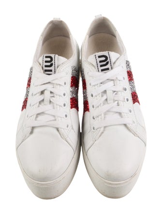 Miu Miu Leather Striped Sneakers