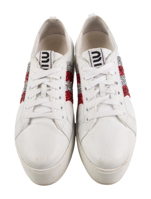 Miu Miu Leather Striped Sneakers
