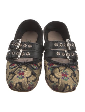 Miu Miu Floral Print Bow Accents Mary Jane Flats
