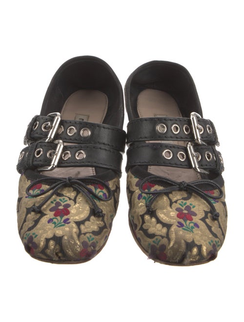 Miu Miu Floral Print Bow Accents Mary Jane Flats
