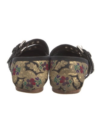 Miu Miu Floral Print Bow Accents Mary Jane Flats