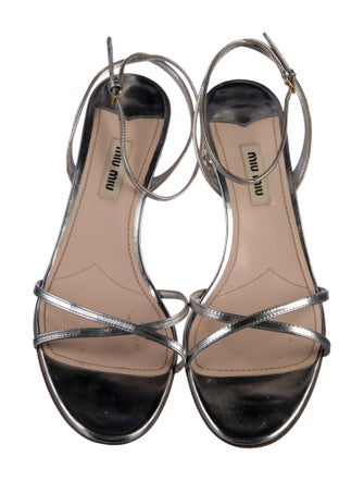 Miu Miu Leather Crystal Embellishments Sandals